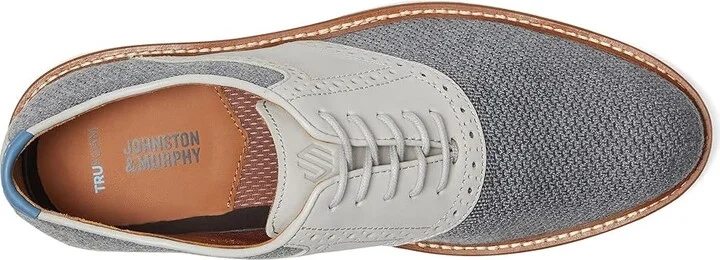 Johnston & Murphy Upton Knit Saddle Men's Slip on Shoes Gray Knit/Full Grain : 10 M (D), Leather - Image 2