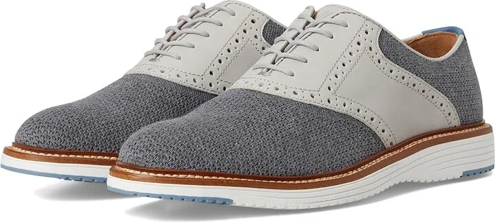 Johnston & Murphy Upton Knit Saddle Men's Slip on Shoes Gray Knit/Full Grain : 10 M (D), Leather