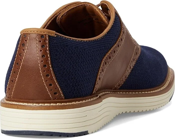 Johnston & Murphy Upton Knit Saddle Men's Slip on Shoes Navy Knit/Tan Full Grain : 9 M (D), Leather - Image 4