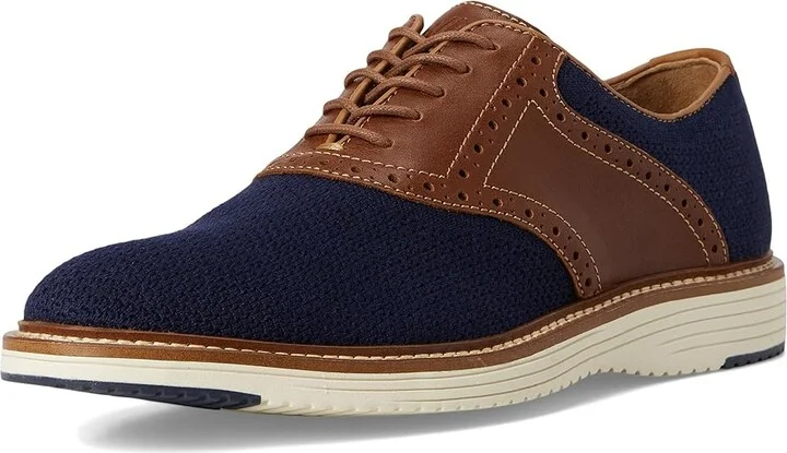 Johnston & Murphy Upton Knit Saddle Men's Slip on Shoes Navy Knit/Tan Full Grain : 9 M (D), Leather - Image 5