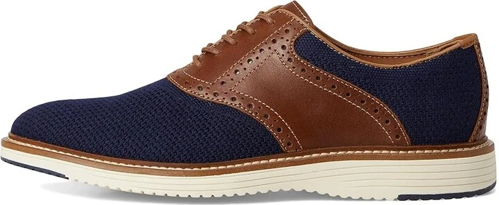 Johnston & Murphy Upton Knit Saddle Men's Slip on Shoes Navy Knit/Tan Full Grain : 9 M (D), Leather - Image 6