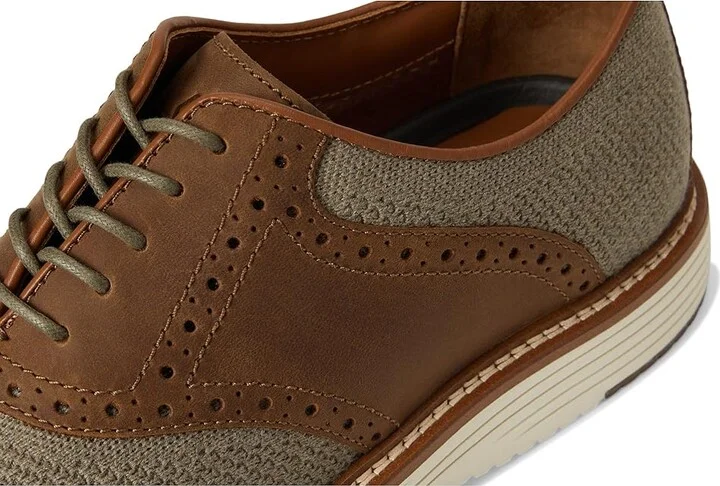 Johnston & Murphy Upton Knit Saddle Men's Slip on Shoes Taupe Knit/Brown Oiled Full Grain : 8.5 M (D), Leather - Image 7