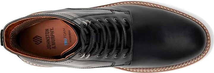 Johnston & Murphy Upton Lug Plain Toe Boots Men's Boots Black Waterproof Full Grain : 9.5 M (D), Leather - Image 2