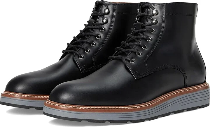 Johnston & Murphy Upton Lug Plain Toe Boots Men's Boots Black Waterproof Full Grain : 9.5 M (D), Leather