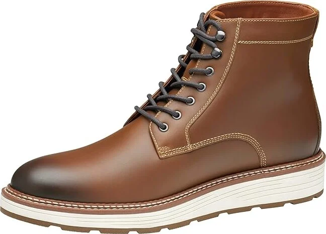 Johnston & Murphy Upton Lug Plain Toe Boots Men's Boots Dark Tan Waterproof Full Grain : 9.5 M (D), Leather - Image 5