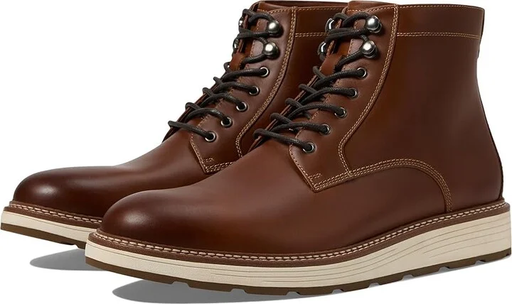 Johnston & Murphy Upton Lug Plain Toe Boots Men's Boots Dark Tan Waterproof Full Grain : 9.5 M (D), Leather