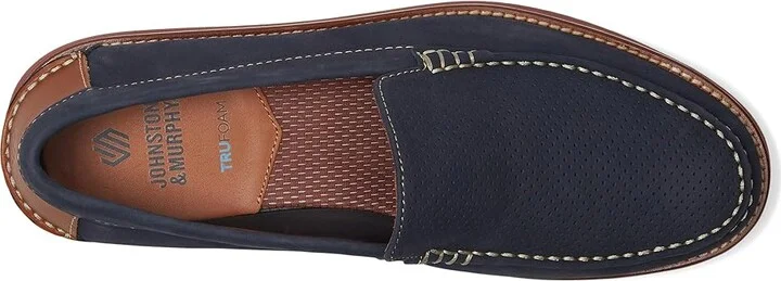 Johnston & Murphy Upton Perfed Venetian Men's Lace-up Boots Navy Nubuck : 10.5 M (D), Leather/Mesh/Nubuck - Image 2