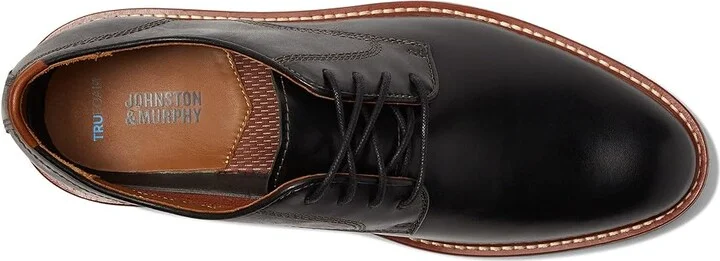 Johnston & Murphy Upton Plain Toe Men's Shoes Black Full Grain : 8 M (D), Suede/Leather - Image 2
