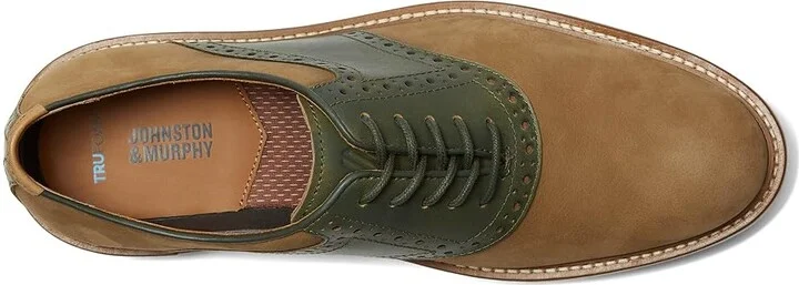 Johnston & Murphy Upton Saddle Men's Slip on Shoes Snuff Nubuck/Olive Full Grain : 9.5 M (D), Leather - Image 2