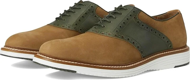 Johnston & Murphy Upton Saddle Men's Slip on Shoes Snuff Nubuck/Olive Full Grain : 9.5 M (D), Leather