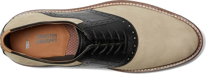 Johnston & Murphy Upton Saddle Men's Slip on Shoes Taupe Nubuck/Black Full Grain : 9.5 M (D), Leather - Image 2