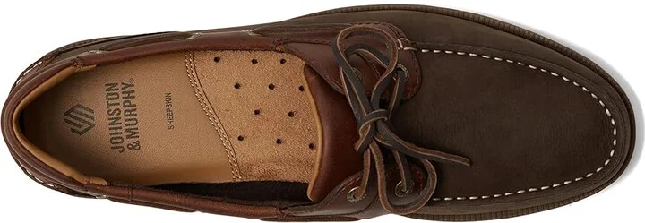 Johnston & Murphy Ventura 2-Eye Boat Shoe Men's Lace-up Boots Dark Brown Nubuck/Mahogany Full Grain : 9 M (D), Leather - Image 2