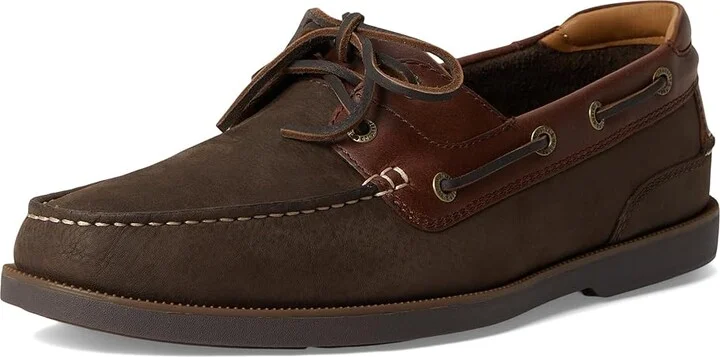Johnston & Murphy Ventura 2-Eye Boat Shoe Men's Lace-up Boots Dark Brown Nubuck/Mahogany Full Grain : 9 M (D), Leather - Image 5