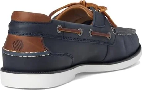 Johnston & Murphy Ventura 2-Eye Boat Shoe Men's Lace-up Boots Navy Full Grain : 11.5 M (D), Leather - Image 4