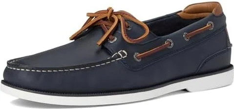 Johnston & Murphy Ventura 2-Eye Boat Shoe Men's Lace-up Boots Navy Full Grain : 11.5 M (D), Leather - Image 5