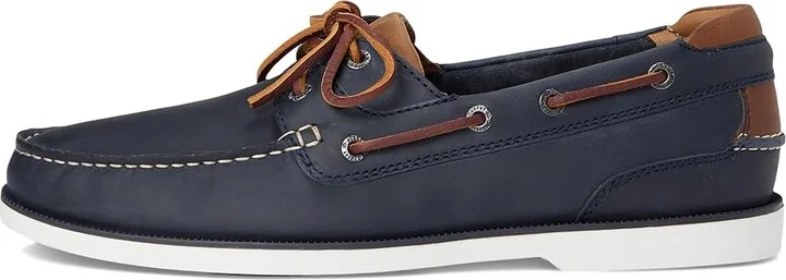 Johnston & Murphy Ventura 2-Eye Boat Shoe Men's Lace-up Boots Navy Full Grain : 11.5 M (D), Leather - Image 6