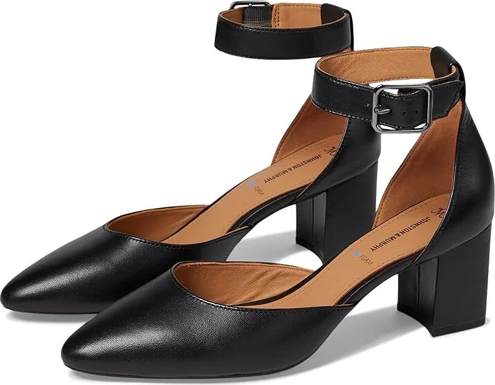 Johnston & Murphy Vicki Ankle Strap High Women's Heels Black : 7.5 M, Leather/Rubber