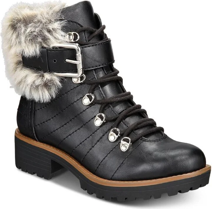 Jojo Womens Leather Lace-Up Ankle Boots