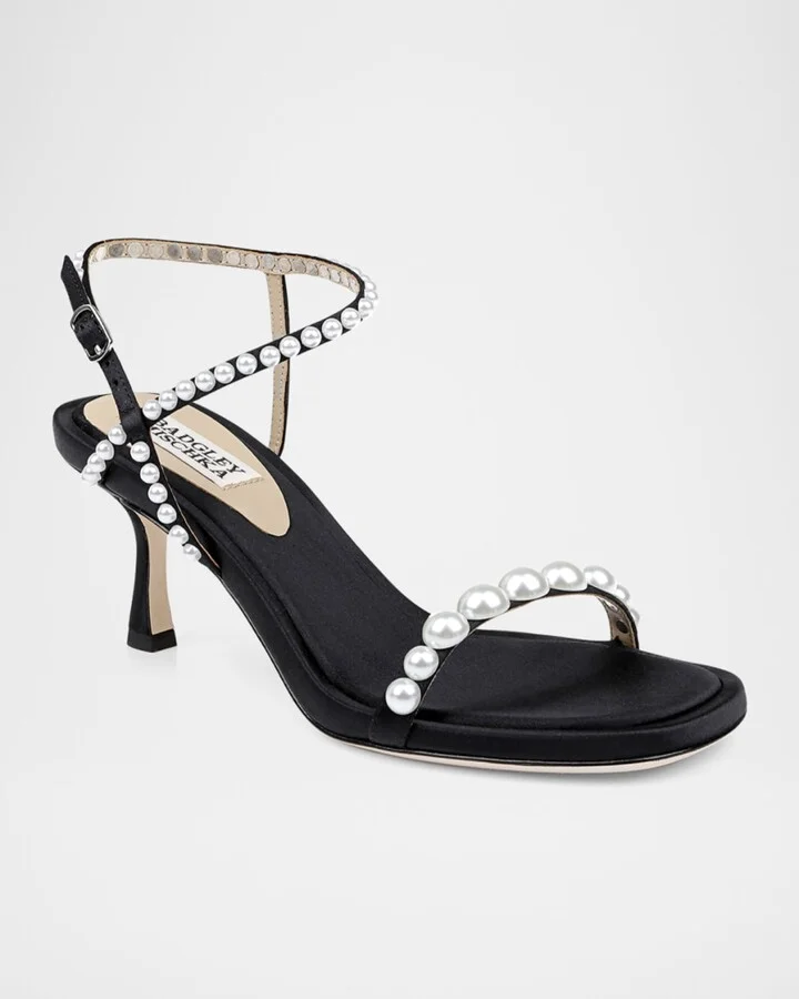 Jolie Pearly Silk Kitten-Heel Sandals - Image 3