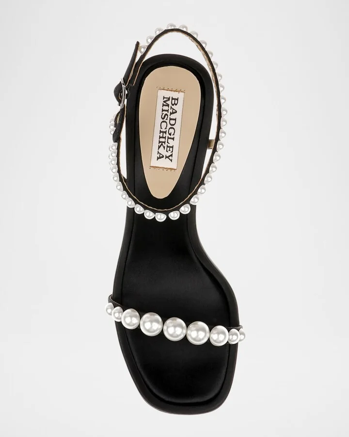 Jolie Pearly Silk Kitten-Heel Sandals - Image 4