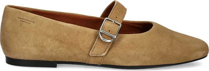 Jolin buckle-strap suede ballet flats