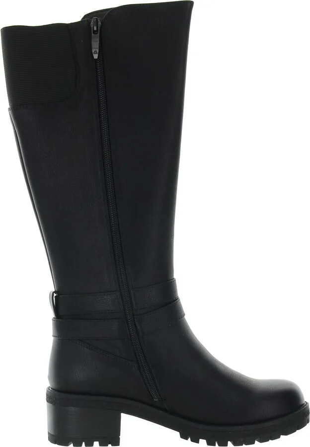 Jonah Womens Buckle Faux Leather Knee-High Boots