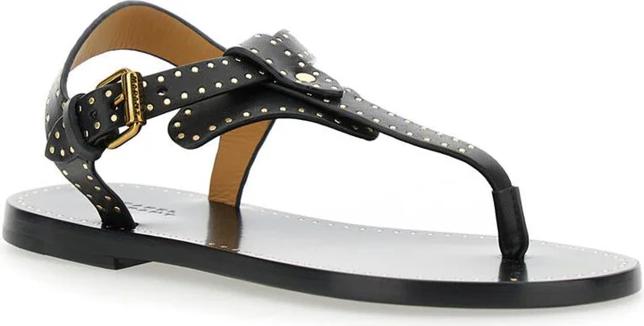 'Jooni' Black Sandals With Buckle Closure And Metal Studs In Leather Woman - Image 2