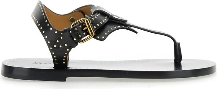 'Jooni' Black Sandals With Buckle Closure And Metal Studs In Leather Woman