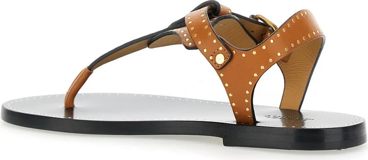 'jooni' Brown Sandals With Buckle Closure And Metal Studs In Leather Woman - Image 3
