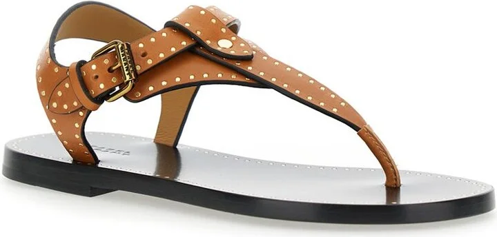 'Jooni' Brown Sandals With Buckle Closure And Metal Studs In Leather Woman - Image 2