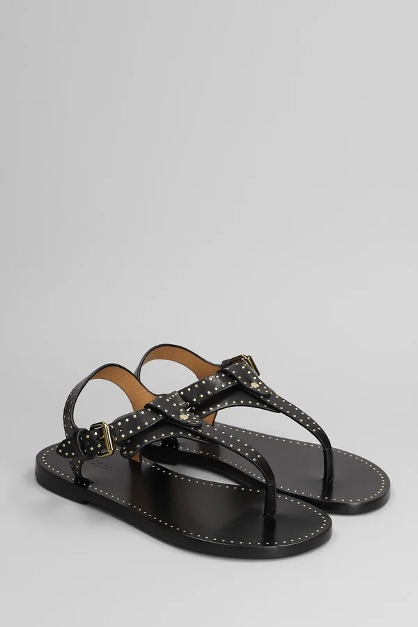 Joony Flats In Black Leather - Image 2