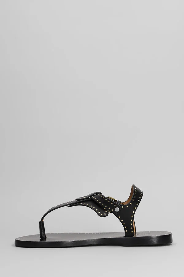 Joony Flats In Black Leather - Image 3