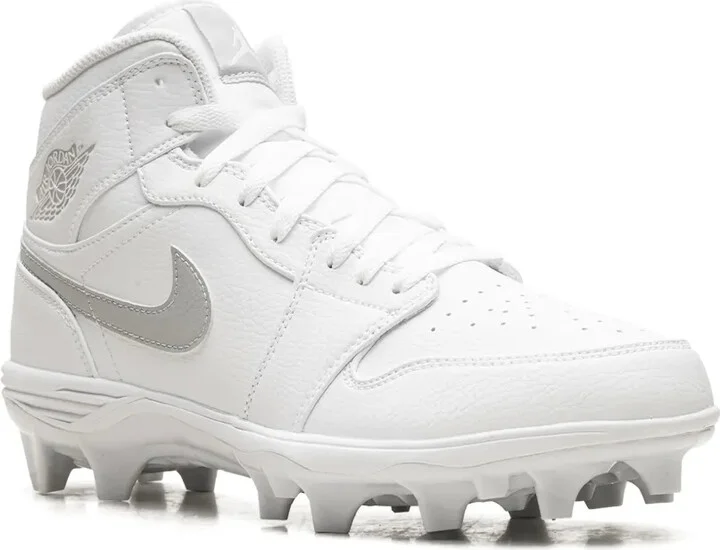 Jordan 1 Mid "White Grey Fog" cleats - Image 2