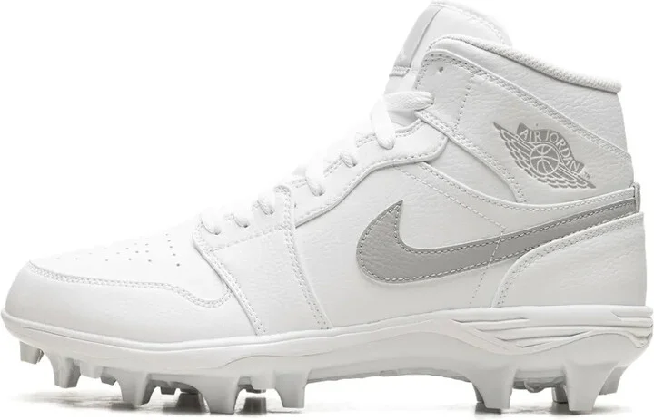 Jordan 1 Mid "White Grey Fog" cleats - Image 5