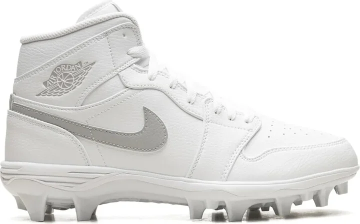 Jordan 1 Mid "White Grey Fog" cleats