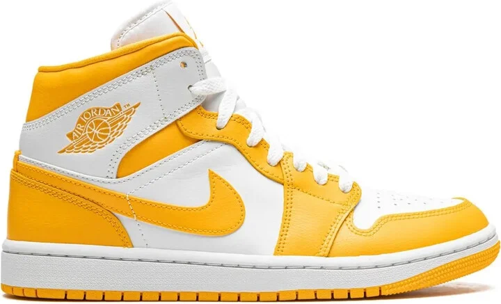 Jordan 1 Mid "White/University Gold" sneakers