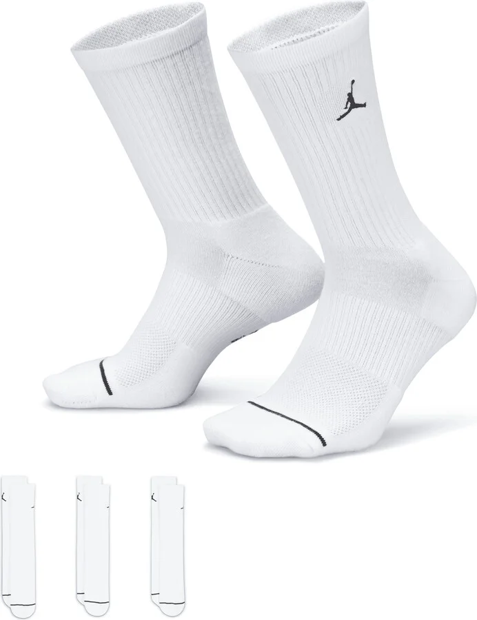 Jordan Everyday Crew Socks (3 pairs) in White | DX9632-100