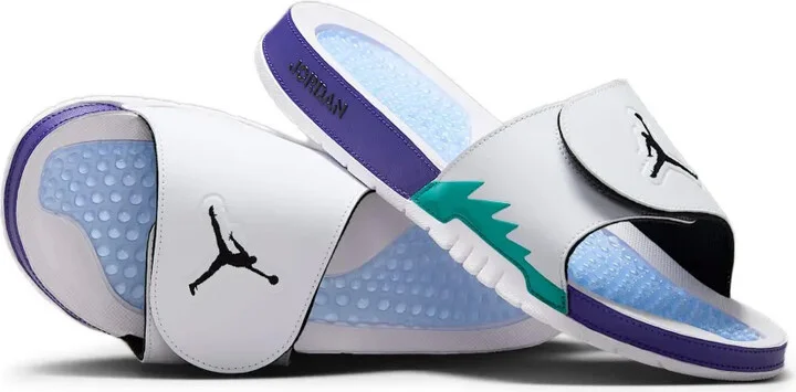 Jordan Hydro 5 Retro "White/New Emerald/Grape Ice/Black" slides - Image 2