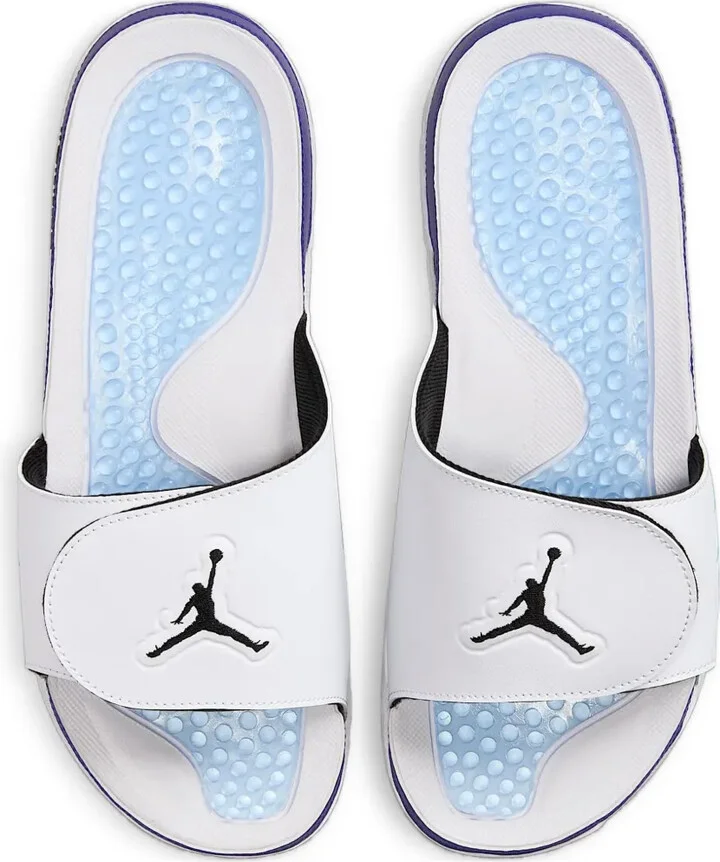 Jordan Hydro 5 Retro "White/New Emerald/Grape Ice/Black" slides - Image 3