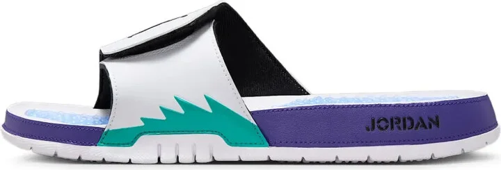 Jordan Hydro 5 Retro "White/New Emerald/Grape Ice/Black" slides - Image 5