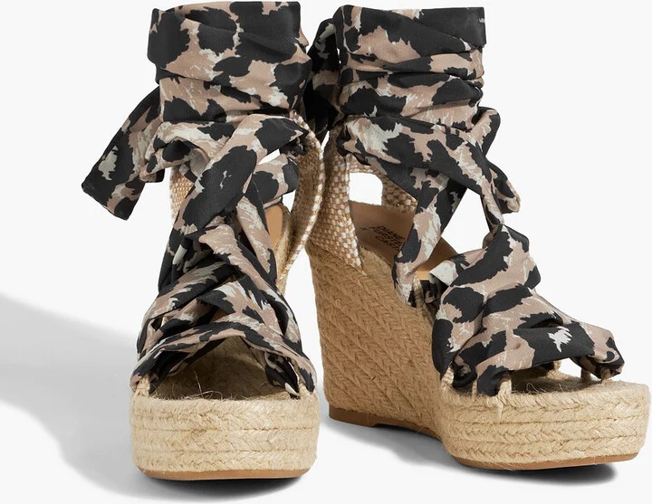 Jorgelina leopard-print crepe de chine espadrille wedge sandals - Image 2