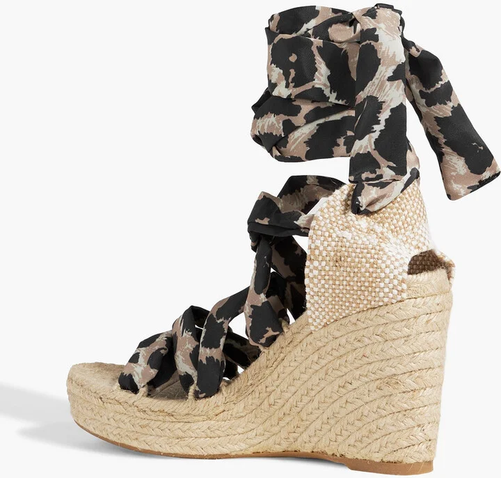 Jorgelina leopard-print crepe de chine espadrille wedge sandals - Image 3