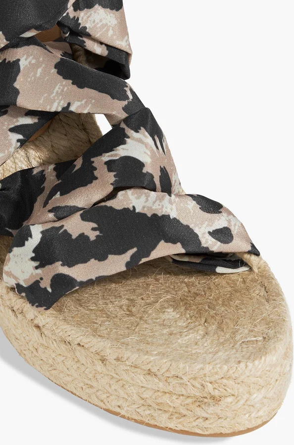 Jorgelina leopard-print crepe de chine espadrille wedge sandals - Image 4