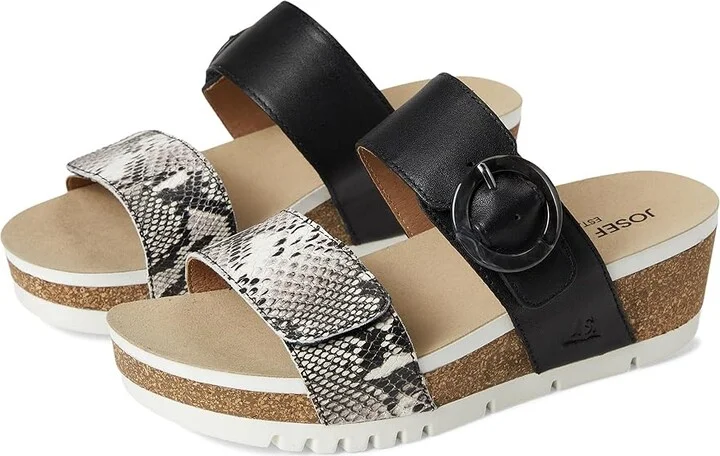 Josef Seibel Quinn 14 Women's Sandals Black Snake : EU 39 (US Women's 8-8.5) M, Leather/Rubber
