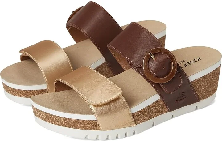 Josef Seibel Quinn 14 Women's Sandals Gold Kombi : EU 39 (US Women's 8-8.5) M, Leather/Rubber
