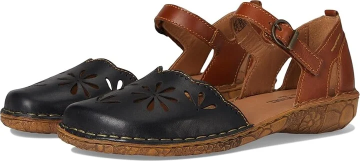 Josef Seibel Rosalie 04 Women's Flat Shoes Black/Camel : EU 37 (US Women's 6-6.5) M, Leather