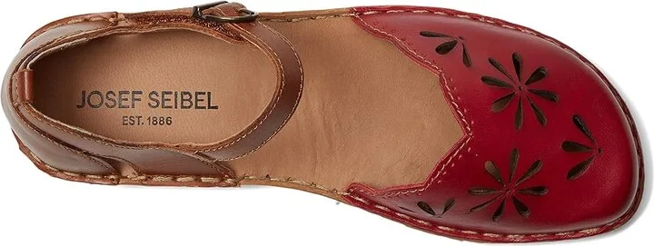 Josef Seibel Rosalie 04 Women's Flat Shoes Red/Camel : EU 38 (US Women's 7-7.5) M, Leather - Image 2