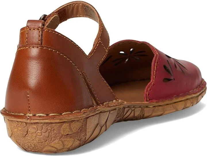 Josef Seibel Rosalie 04 Women's Flat Shoes Red/Camel : EU 38 (US Women's 7-7.5) M, Leather - Image 4
