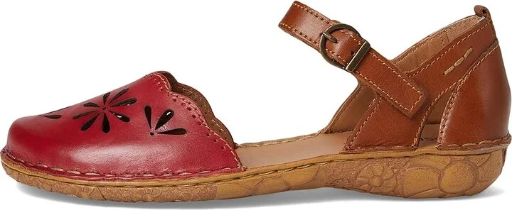 Josef Seibel Rosalie 04 Women's Flat Shoes Red/Camel : EU 38 (US Women's 7-7.5) M, Leather - Image 6