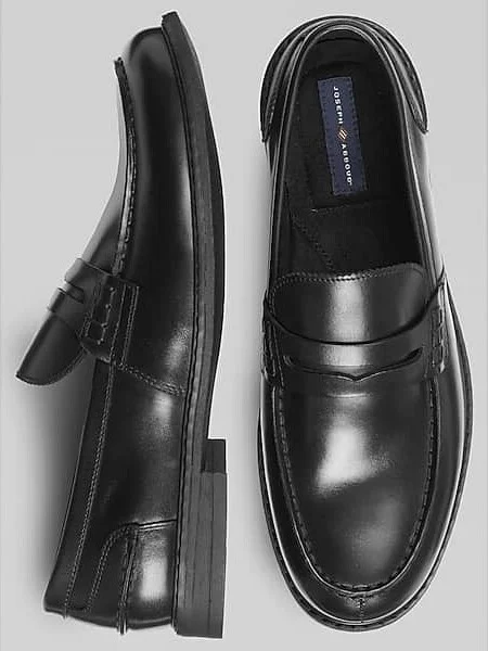 Joseph Abboud Men's Leather Penny Strap Loafers Black